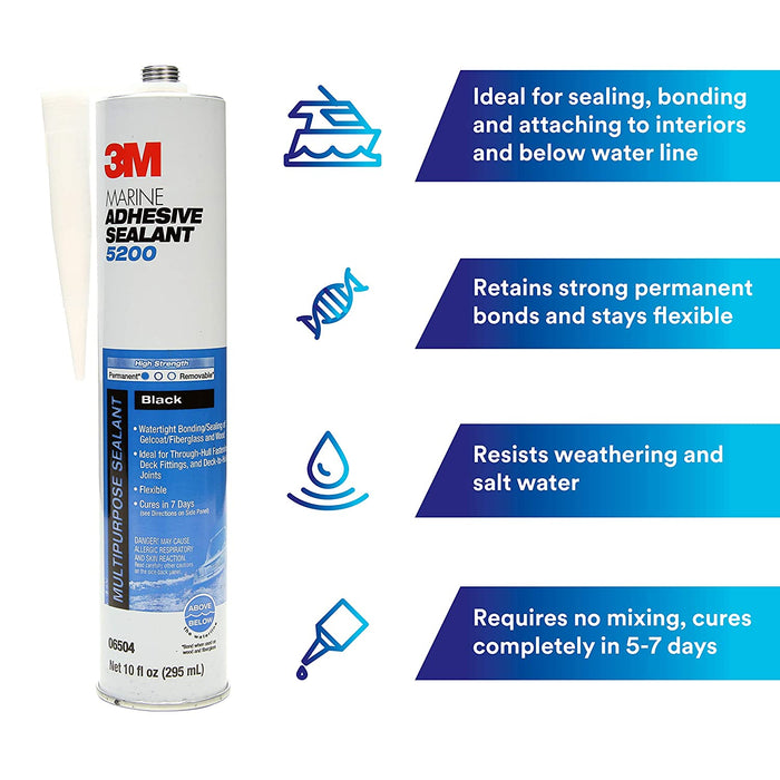 3M™  Marine Adhesive 5200 - Permanent Bonding and Sealing for Boat - White