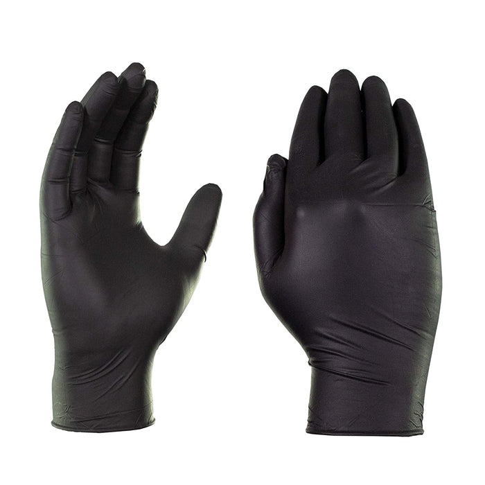 GlovePlus Industrial Black Nitrile Gloves, Box of 100, Latex free, Textured, Powder Free, Non-Sterile